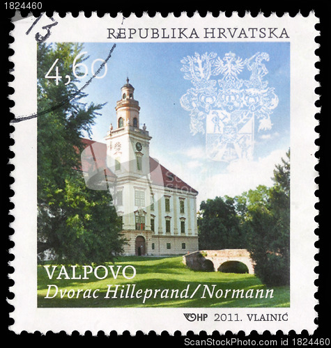 Image of Stamp printed in Croatia shows Valpovo the Hilleprand-Prandau Normann-Ehrenfels Castle