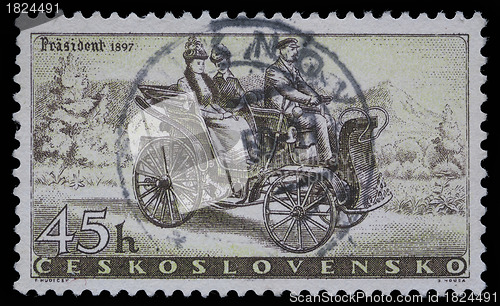 Image of Stamp printed in Czechoslovakia, shows Prasident Car