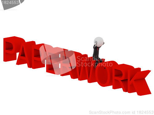 Image of Paperwork. 3d illustration of human character. 
