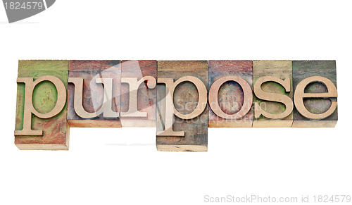 Image of purpose word in letterpress wood type