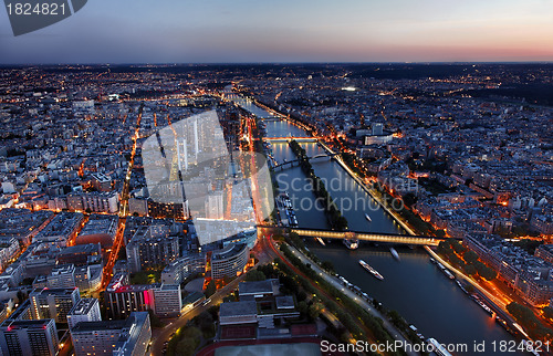 Image of Aerial View of Paris at the Sunset