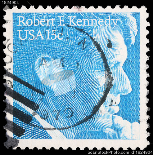 Image of Stamp printed in USA, shows Robert Kennedy