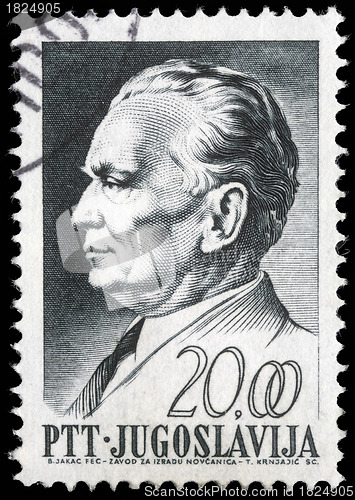 Image of Stamp printed in Yugoslavia, is depicted Josip Broz Tito