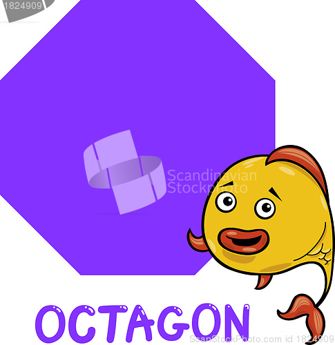 Image of octagon shape with cartoon fish