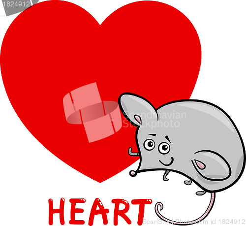 Image of heart shape with cartoon mouse