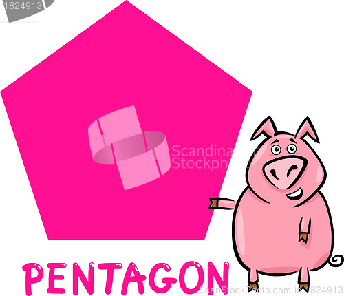 Image of pentagon shape with cartoon pig