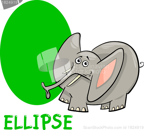 Image of ellipse shape with cartoon elephant