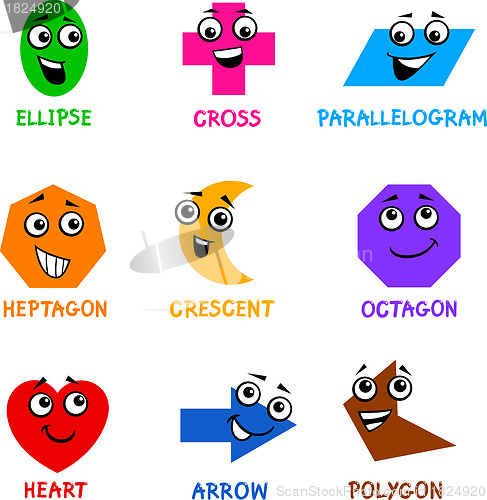 Image of Basic Geometric Shapes with Cartoon Faces