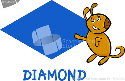 Image of diamond shape with cartoon dog