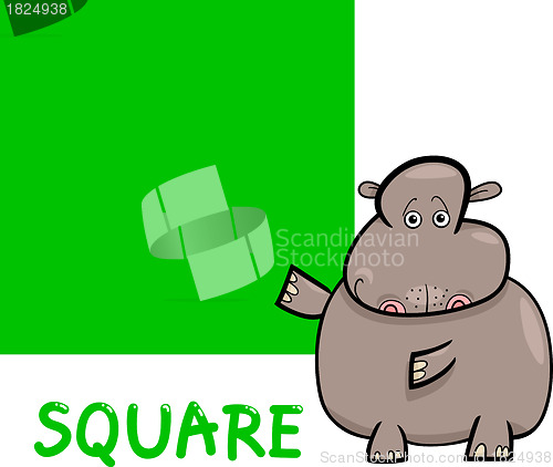 Image of square shape with cartoon hippo