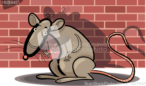 Image of cartoon rat against brick wall