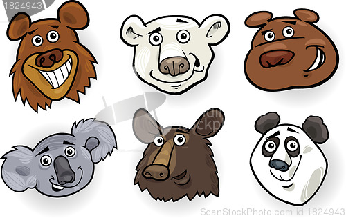 Image of Cartoon bears heads set