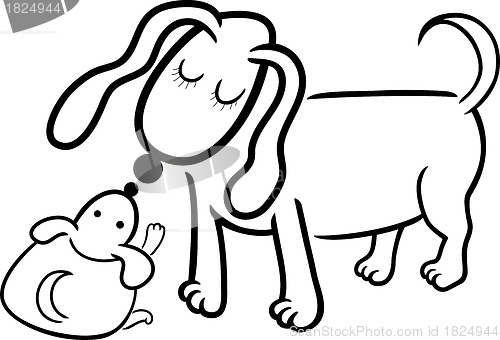 Image of puppy and dog mom for coloring