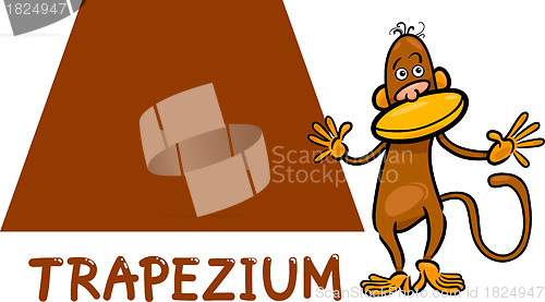 Image of trapezium shape with cartoon monkey