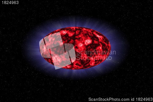 Image of Red space ellipse with blue shining