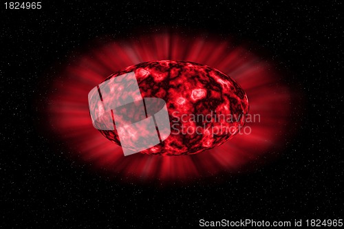 Image of Red space ellipse with red shining