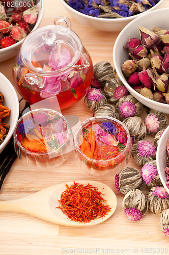 Image of Herbal natural floral tea infusion with dry flowers