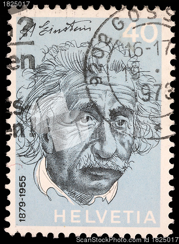 Image of Stamp printed in Switzerland showing Albert Einstein