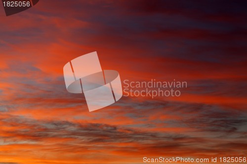 Image of Fiery sunset over the sea