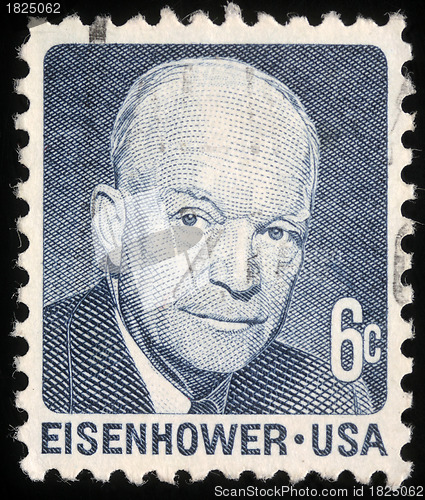 Image of Stamp printed in the USA shows Dwight David Eisenhower