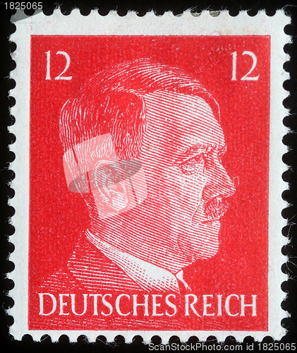 Image of Stamp printed in Germany shows image with portrait of Adolf Hitler