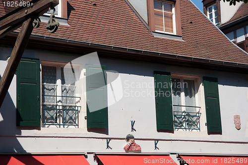 Image of Stork on a roof in Alsace