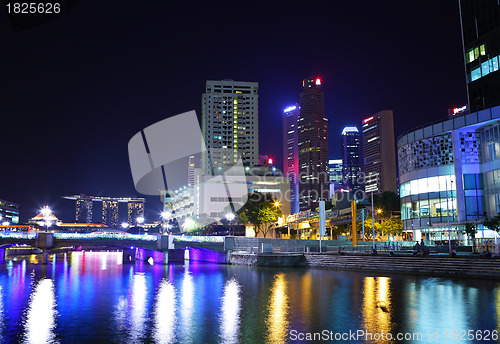 Image of Singapore city skyline at night