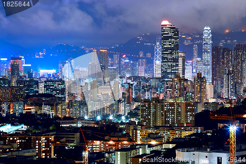 Image of downtown in Hong Kong view from high at night