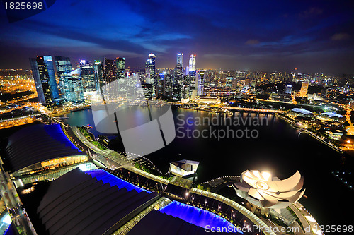 Image of Singapore city skyline at night