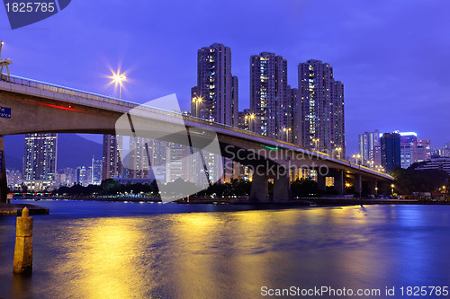 Image of bridge over the sea in Hong Kong