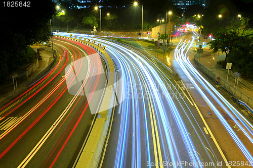 Image of urban city with car light