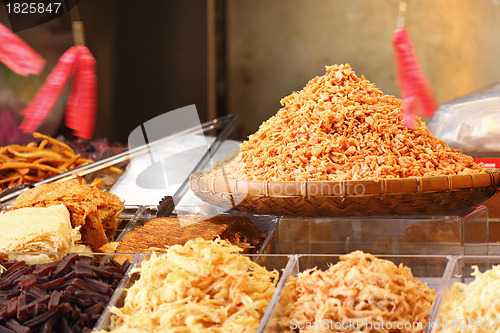 Image of dried shrimps in chinese market