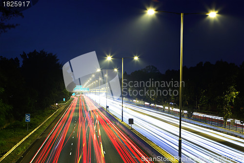 Image of highway with car light