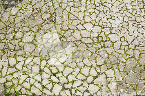 Image of The top view on a cobblestone road