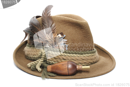 Image of hunting hat and game call