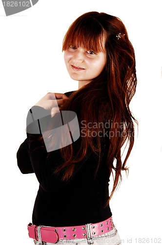 Image of Closeup of red hair girl.