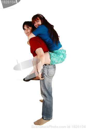 Image of A piggy back couple.