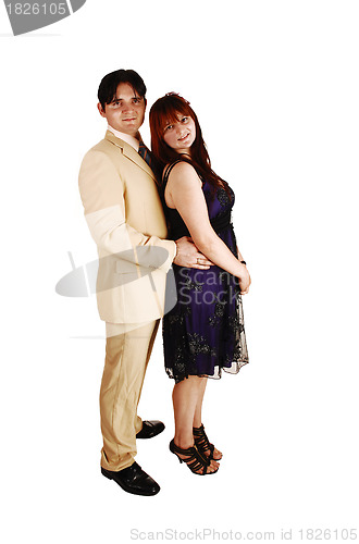 Image of Young couple all dressed up.