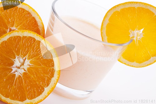 Image of fresh tasty orange yoghurt shake dessert isolated