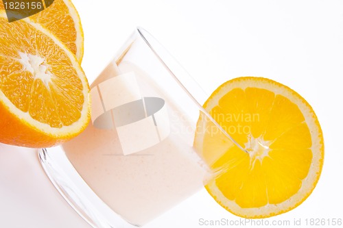 Image of fresh tasty orange yoghurt shake dessert isolated