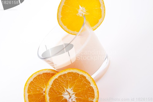 Image of fresh tasty orange yoghurt shake dessert isolated