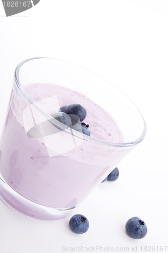 Image of tasty fresh blueberry yoghurt shake dessert isolated