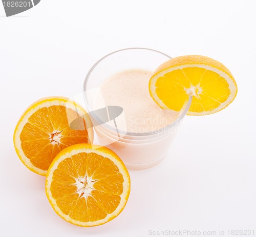 Image of fresh tasty orange yoghurt shake dessert isolated