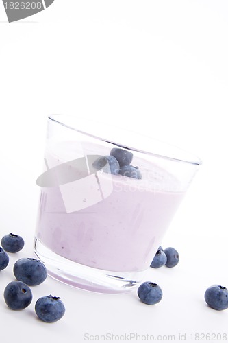 Image of tasty fresh blueberry yoghurt shake dessert isolated