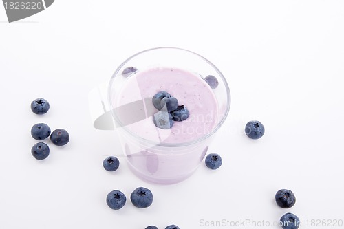 Image of tasty fresh blueberry yoghurt shake dessert isolated