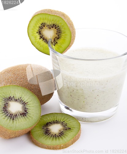 Image of fresh delicious kiwi yoghurt shake cream isolated