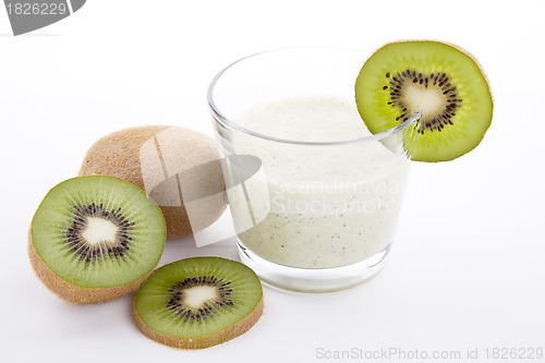 Image of fresh delicious kiwi yoghurt shake cream isolated