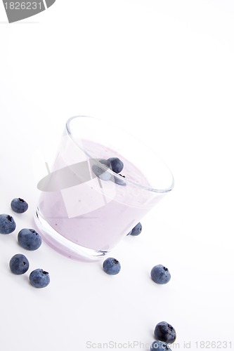 Image of tasty fresh blueberry yoghurt shake dessert isolated