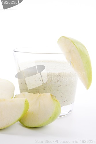 Image of fresh green apple yoghurt shake isolated