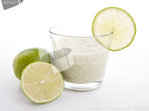 Image of fresh tasty lime citrus yoghurt shake dessert isolated